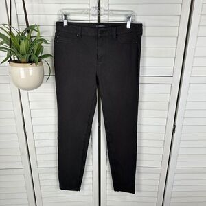 Liverpool Madonna Legging Dark Chocolate Brown Mini Stripe Pull On Pant Size 10